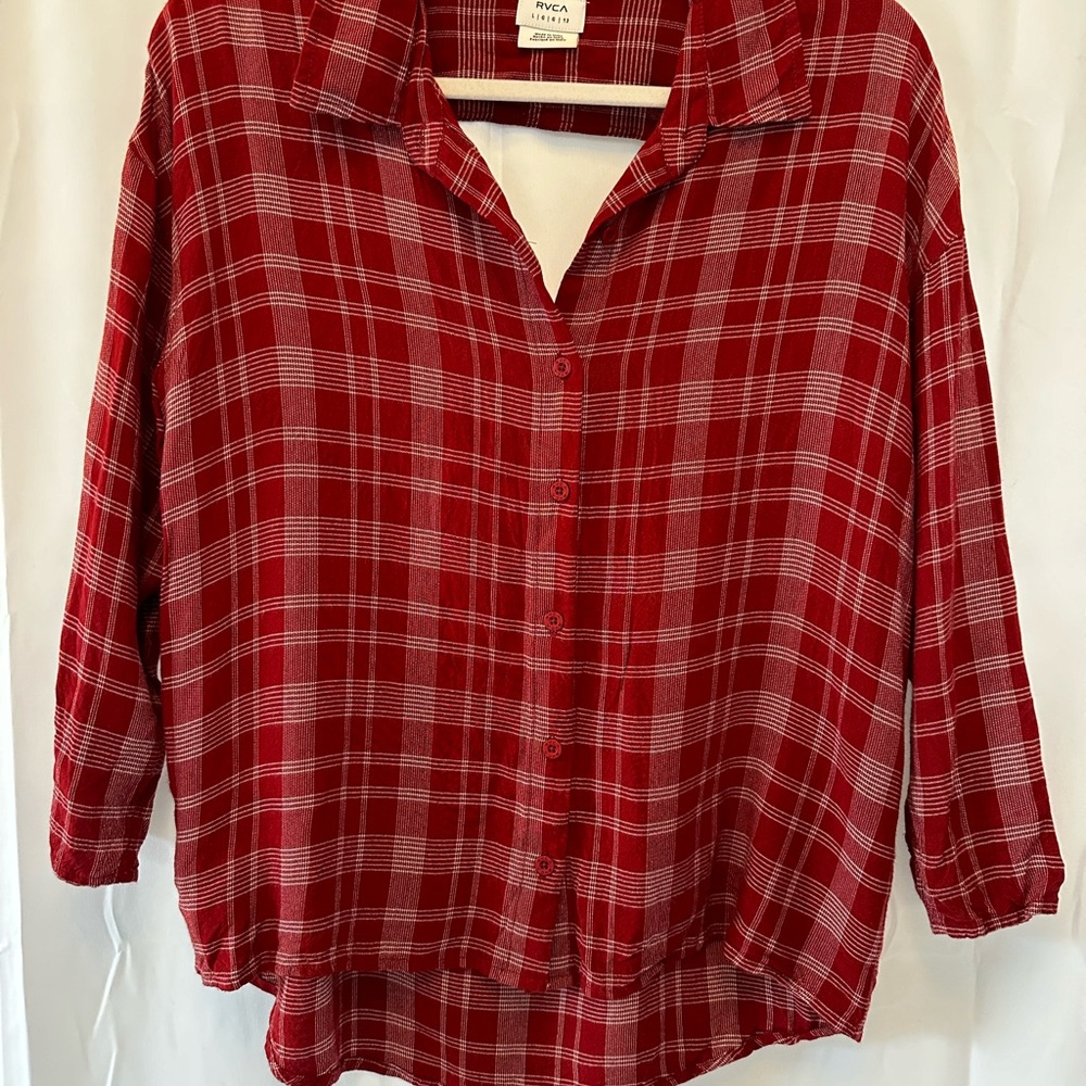 RVCA Red Plaid Women's Top